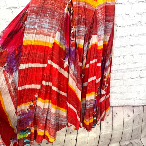 Phool Wms S Colorful Vivid Striped Smocked Maxi Dress Boho Fun Full Skirt - Picture 7 of 11